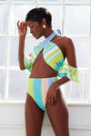 DENIER leopard print jewelled Brazilian cut bikini set