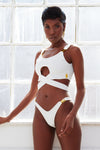 DENIER leopard print jewelled Brazilian cut bikini set