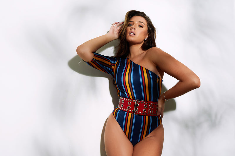 Striped one piece swimsuit. Rheo Uno