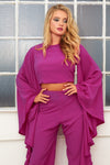 ADANNA magenta pink wide boot cut leg trousers