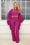 ADANNA magenta pink wide boot cut leg trousers