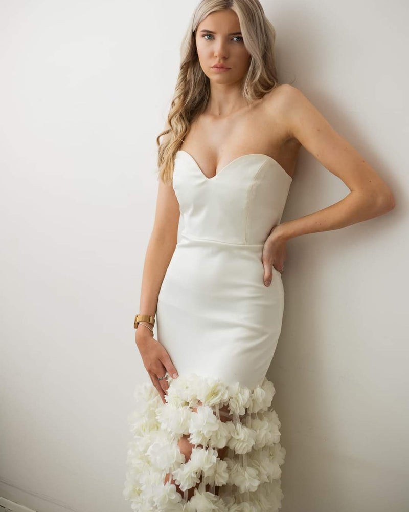 BLOSSOM Ivory bridal ladies day sweetheart midi dress rtw
