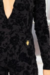 VIVA long sleeve  black velvet floral jumpsuit rtw