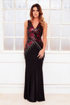 SHERVONE backless evening fishtail turtle neck halter gown