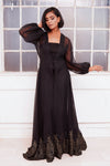 SARDINIA Full length black see through beach cover up robe