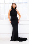 NOVA Metallic Silver exaggerated shoulder one sleeve mini Dress with side train