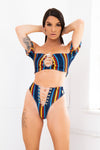 APHRODITE Gold metallic hooded cut out swimsuit