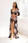 PACHA backless neon floral print backless high leg cheeky zipper swimsuit