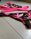 FIFI neon pink floral print V front semi coverage bikini set