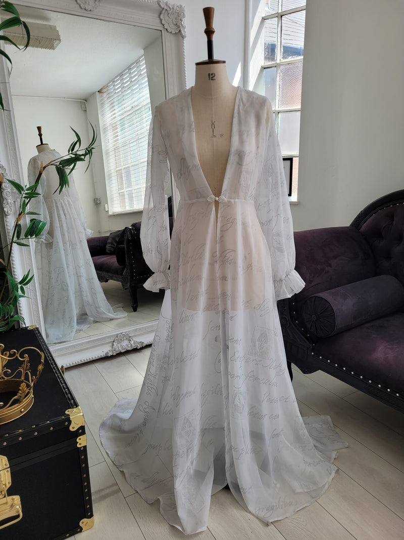 SCRIPT white sheer bridal beach gown cover up