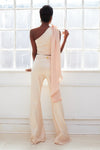 BELLA one sleeve winged chiffon blush wide leg trousers set rtw