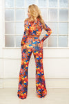 EMMERSON high waist floral print flared jersey trousers