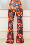 EMMERSON high waist floral print flared jersey trousers