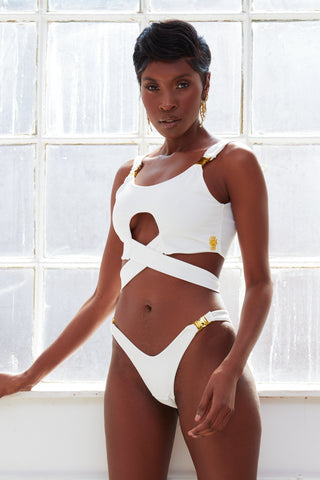 LEXI tie front crop brazilian semi coverage bikini set