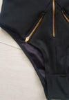 MODA multi zipper halter neck one piece swimsuit