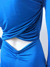 SASHA blue cut out satin jersey plunge neck mini dress rtw