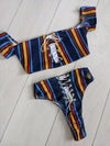 NORA bardot off shoulder high waist thong bikini set