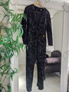 VIVA long sleeve  black velvet floral jumpsuit
