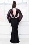 DARK ANGEL backless winged sequin evening gown