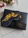 Luxury black and gold sequin embellished soft sleep mask gift set * gift wrapped & personal message